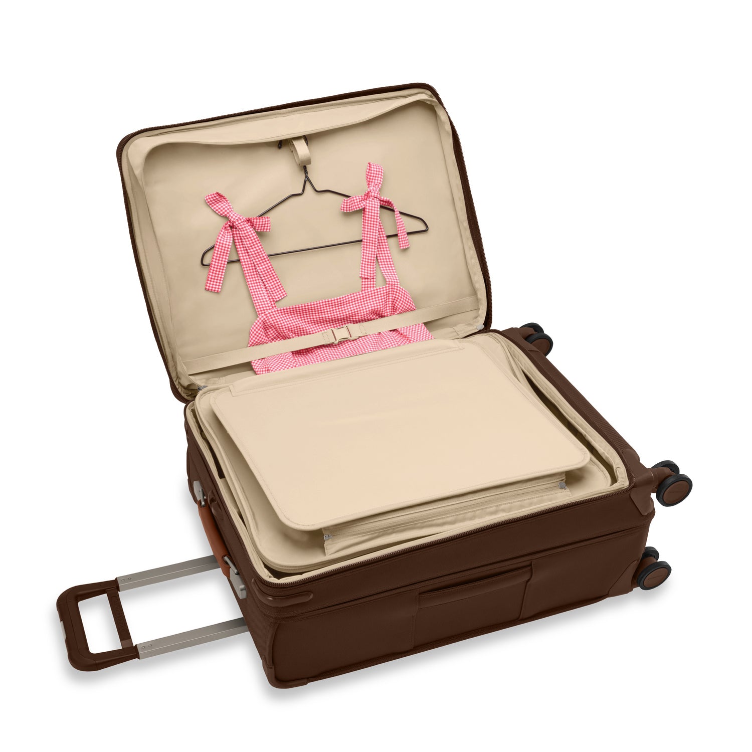 Compact 61cm Checked Expandable Spinner #colour_chocolate