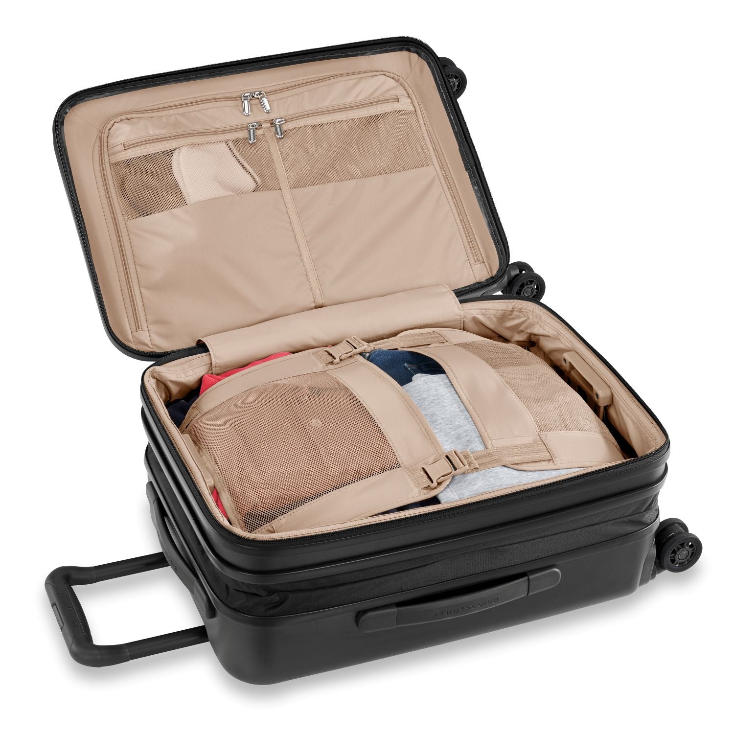 Briggs and Riley Sympatico Domestic Carry-On Expandable Spinner Black Front #colour_black