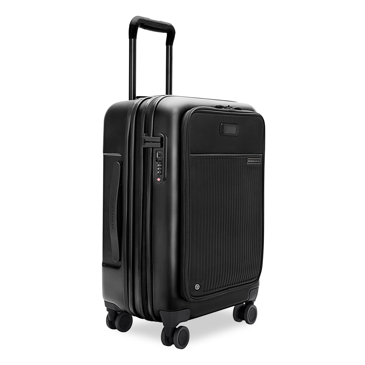 Sympatico Essential Front Pocket Carry-On Expandable Spinner Suitcase #colour_black