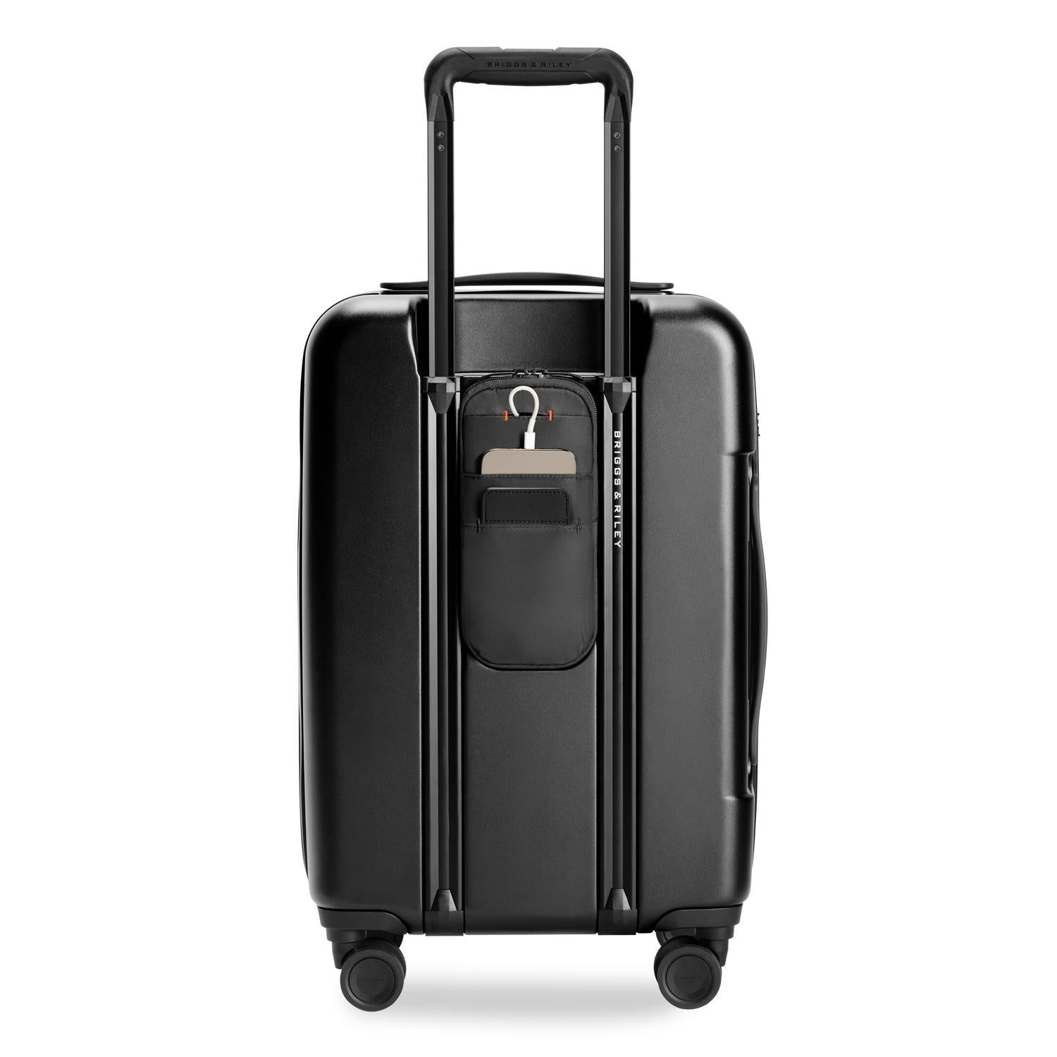 Sympatico Essential Front Pocket Carry-On Expandable Spinner Suitcase #colour_black