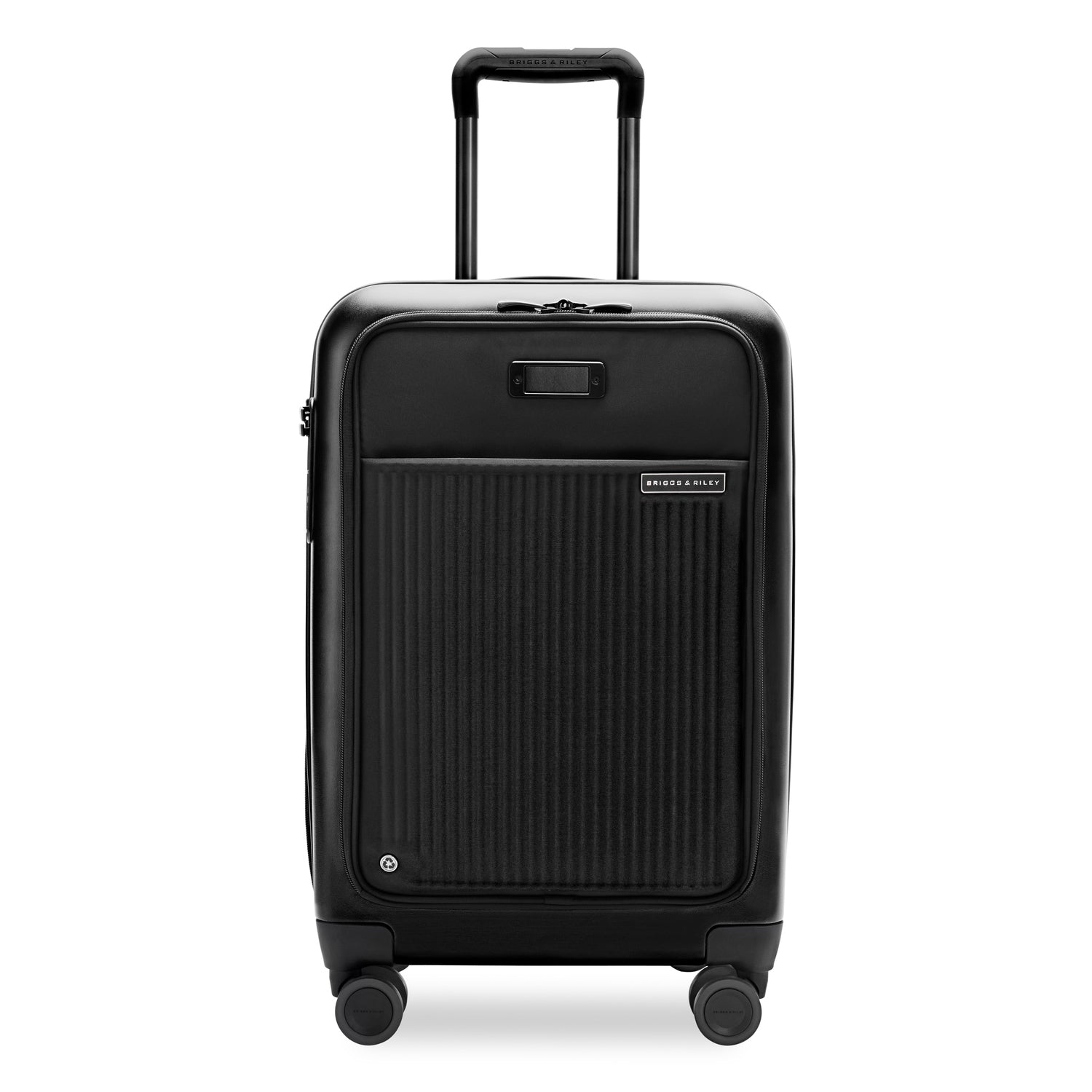 Sympatico Essential Front Pocket Carry-On Expandable Spinner Suitcase #colour_black