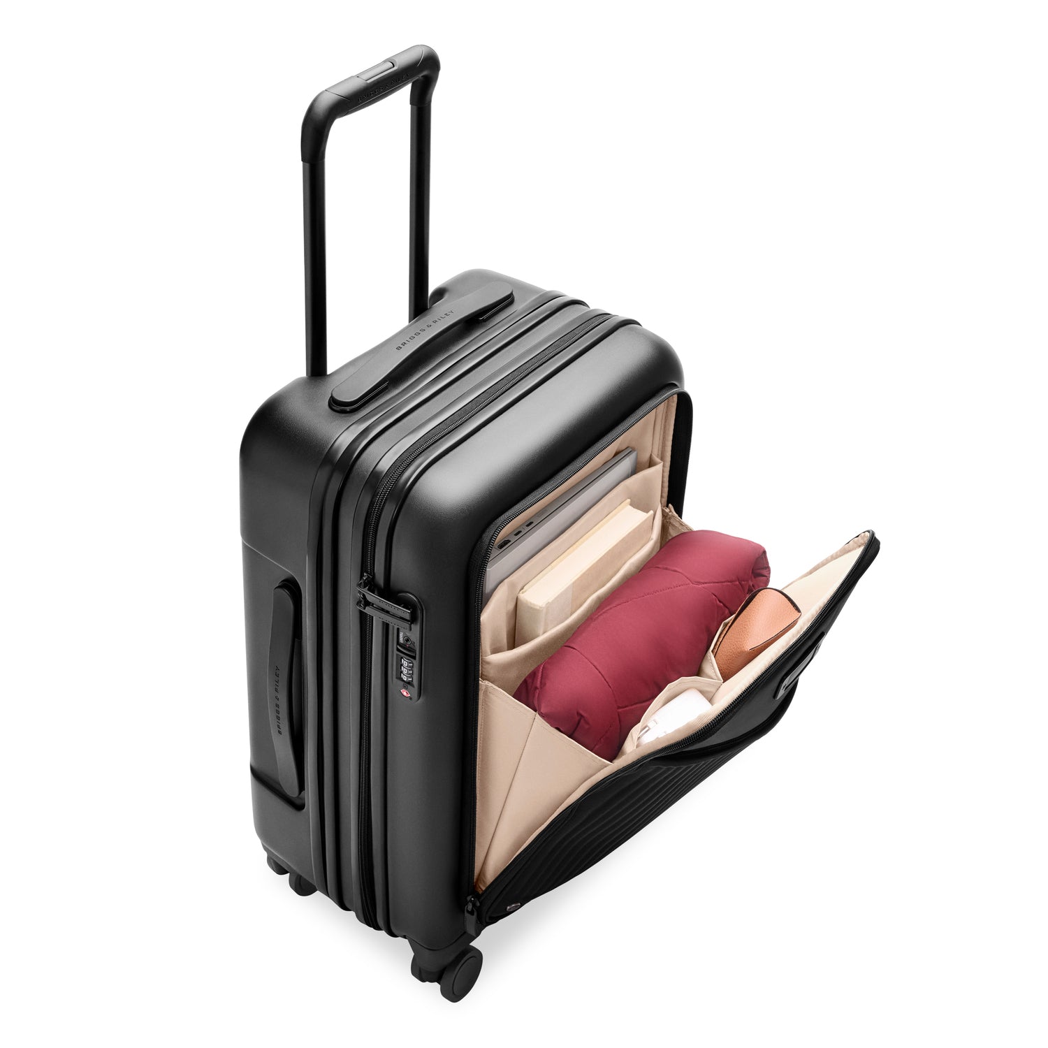 Sympatico Essential Front Pocket Carry-On Expandable Spinner Suitcase #colour_black