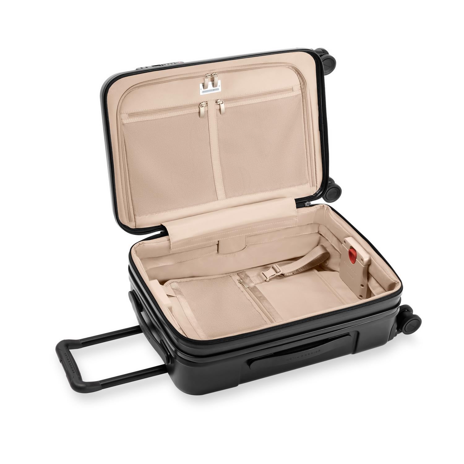 Sympatico Essential Front Pocket Carry-On Expandable Spinner Suitcase #colour_black
