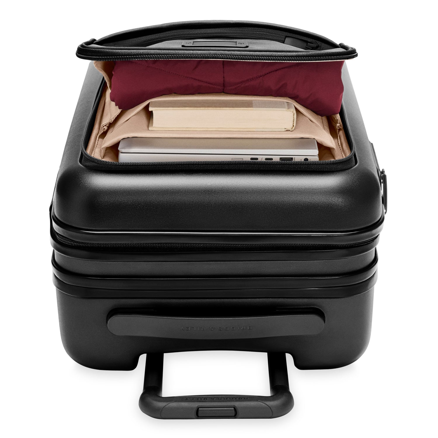 Sympatico Essential Front Pocket Carry-On Expandable Spinner Suitcase #colour_black