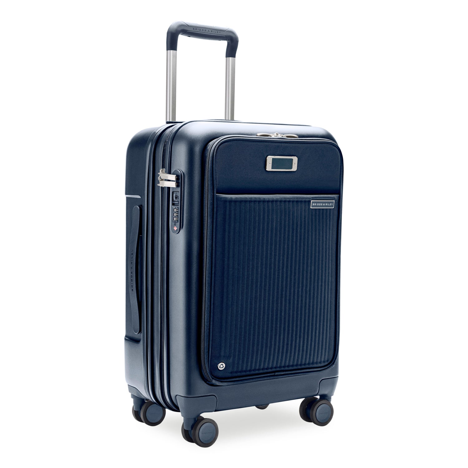 Sympatico Essential Front Pocket Carry-On Expandable Spinner Suitcase #colour_navy