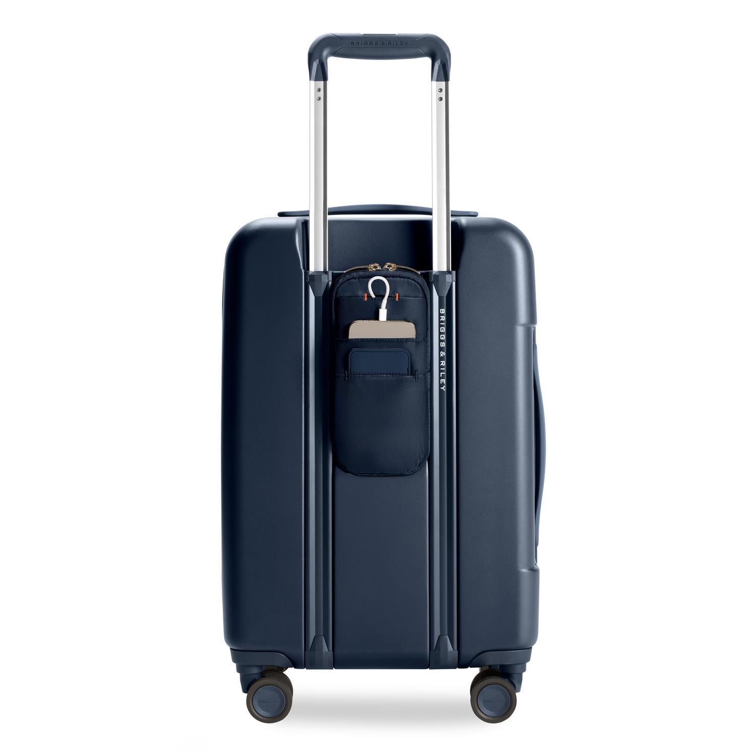Sympatico Essential Front Pocket Carry-On Expandable Spinner Suitcase #colour_navy