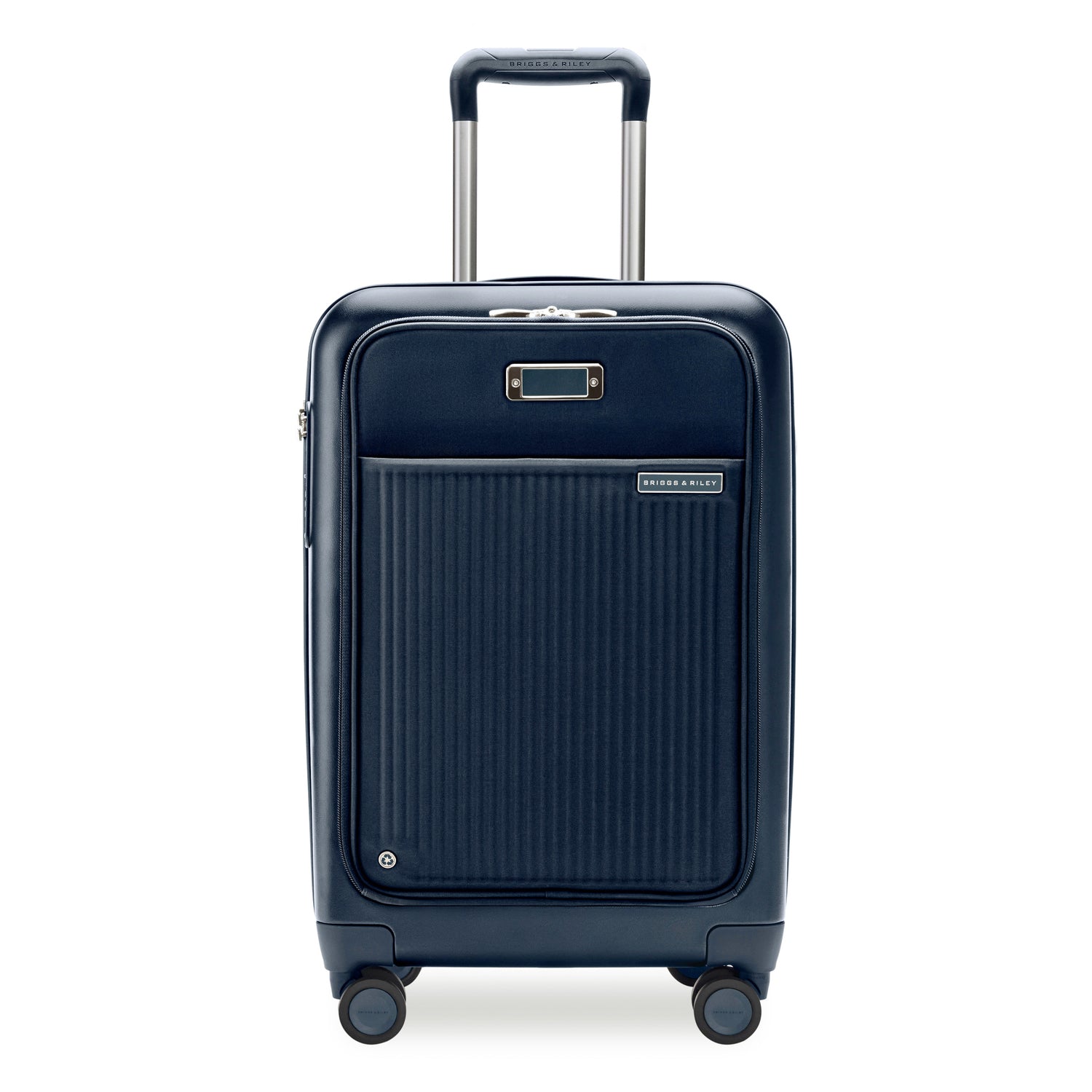 Sympatico Essential Front Pocket Carry-On Expandable Spinner Suitcase #colour_navy