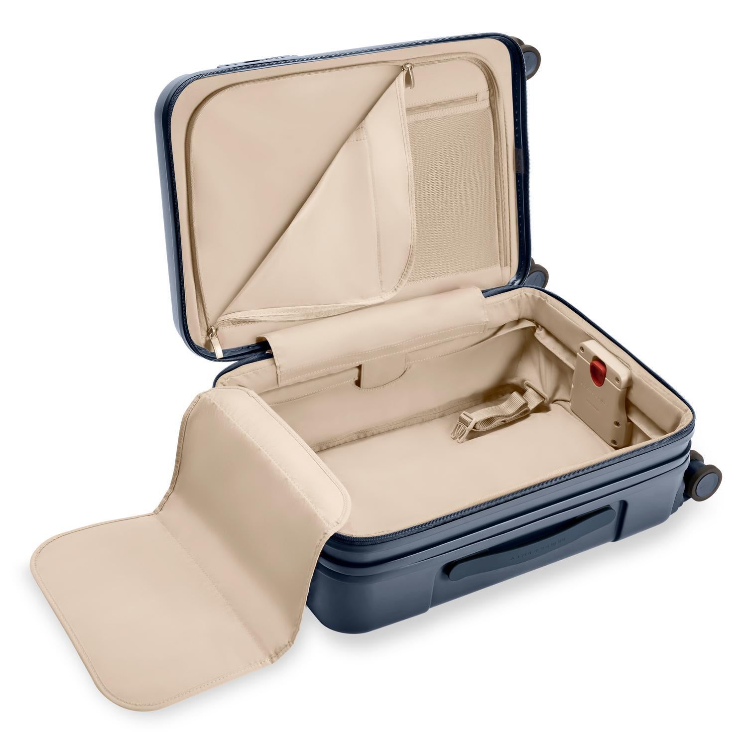 Sympatico Essential Front Pocket Carry-On Expandable Spinner Suitcase #colour_navy