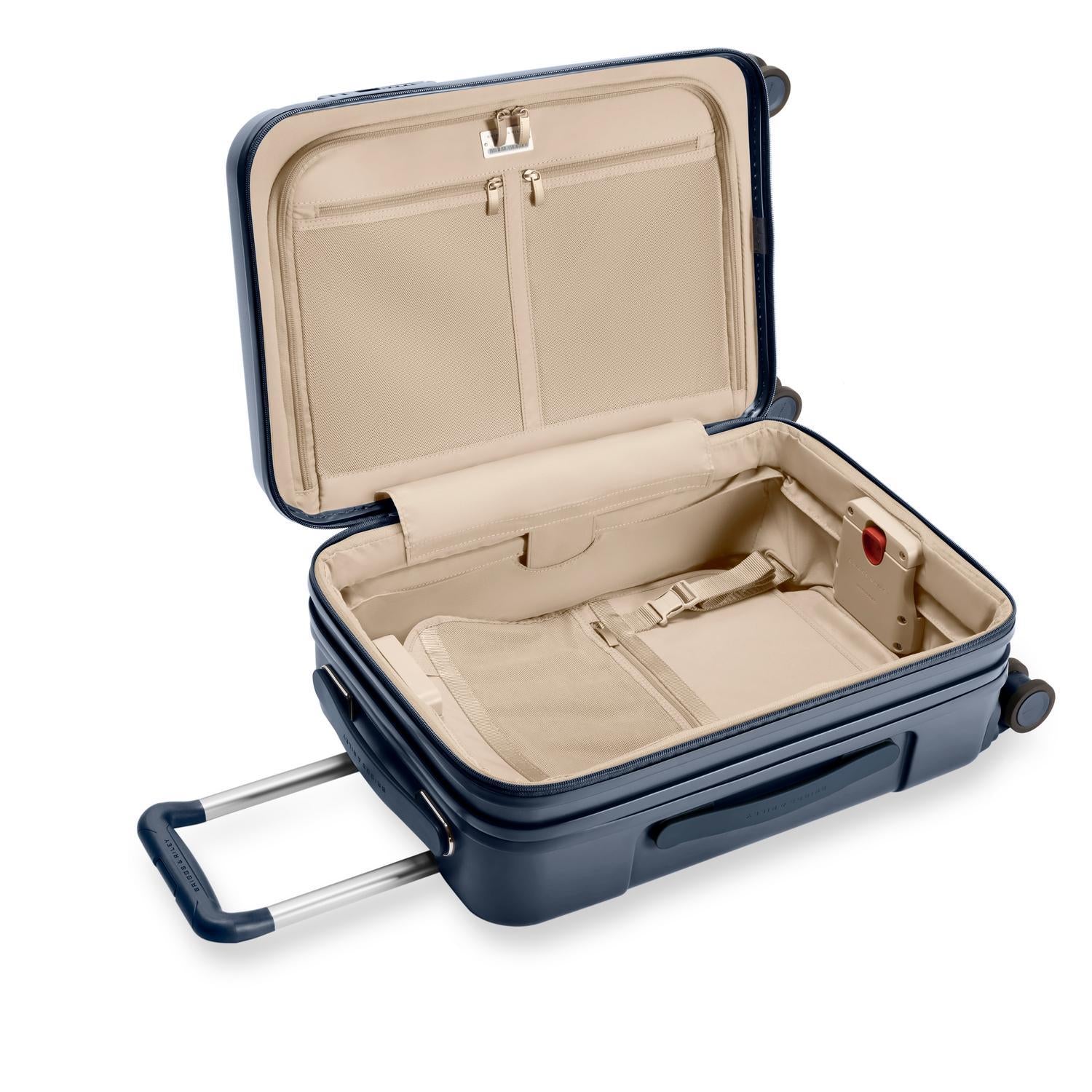 Sympatico Essential Front Pocket Carry-On Expandable Spinner Suitcase #colour_navy
