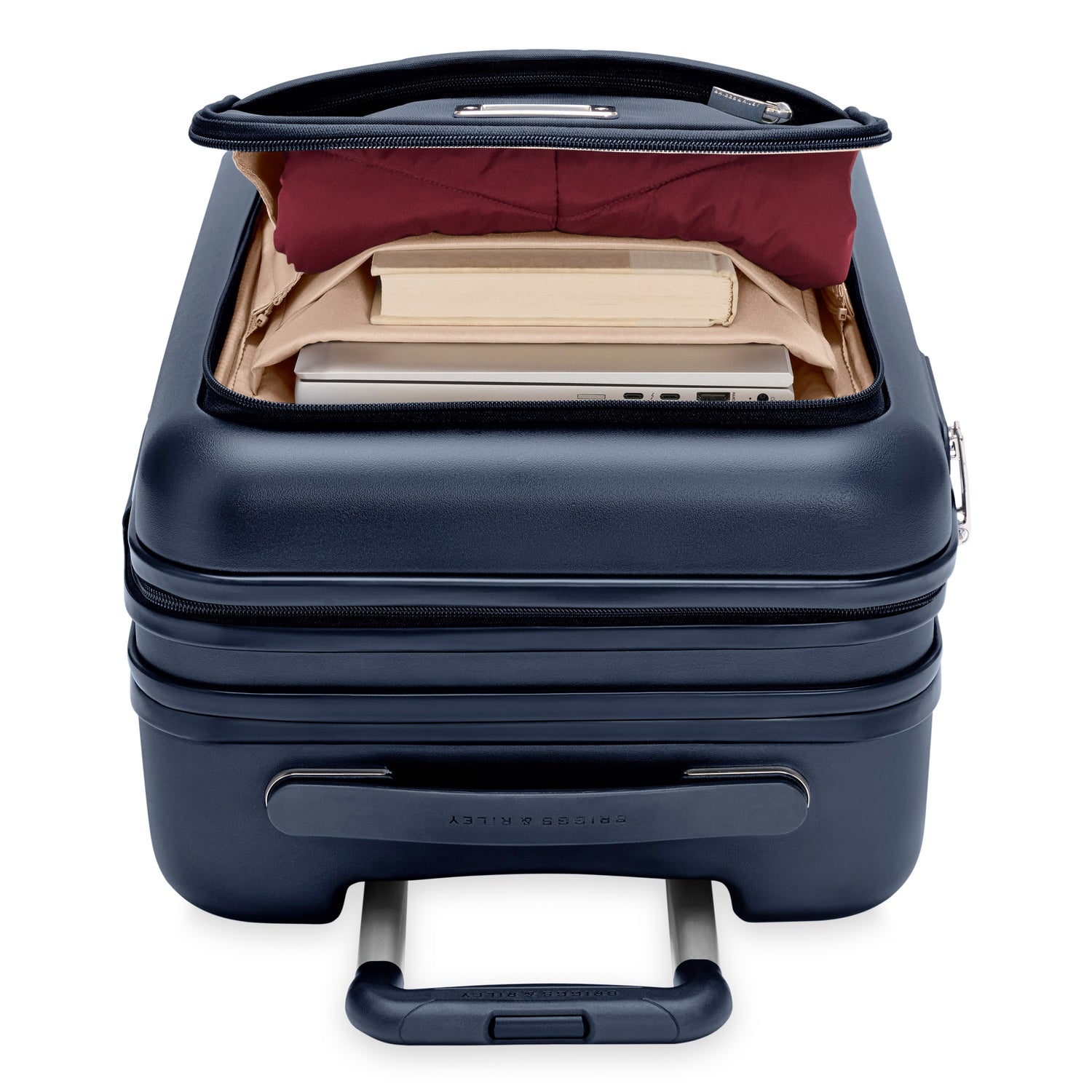 Sympatico Essential Front Pocket Carry-On Expandable Spinner Suitcase #colour_navy
