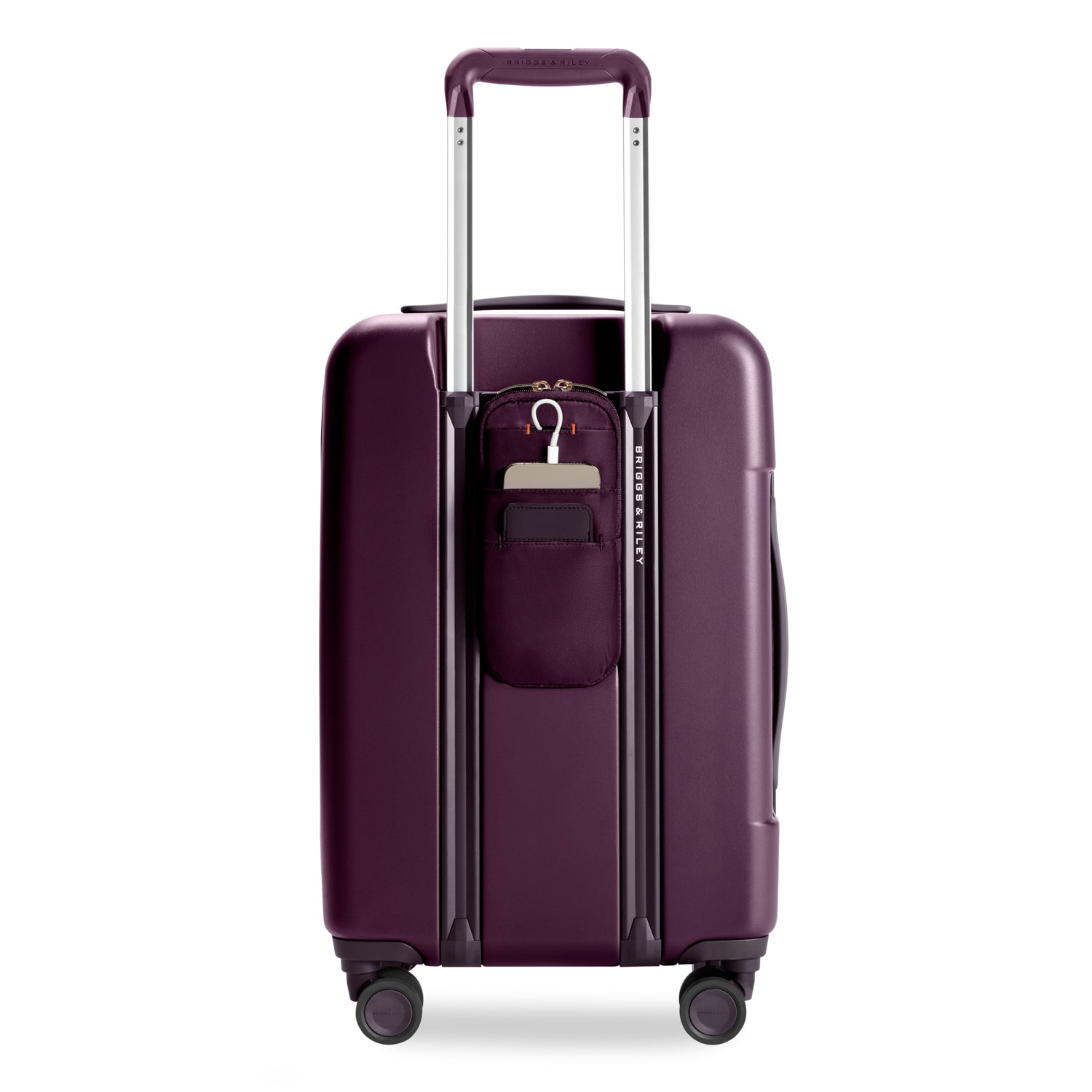 Sympatico Essential Front Pocket Carry-On Expandable Spinner Suitcase #colour_plum