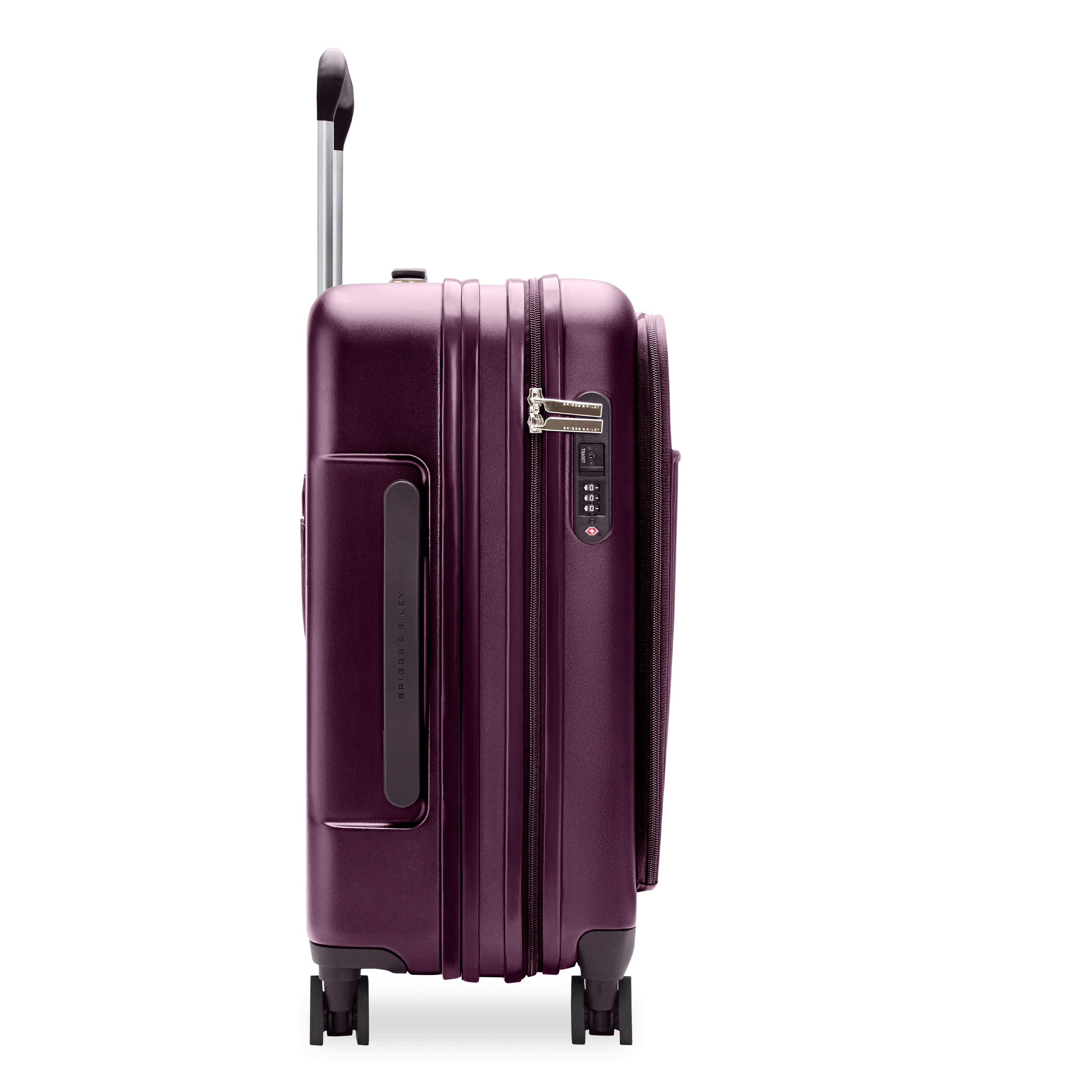 Sympatico Essential Front Pocket Carry-On Expandable Spinner Suitcase #colour_plum