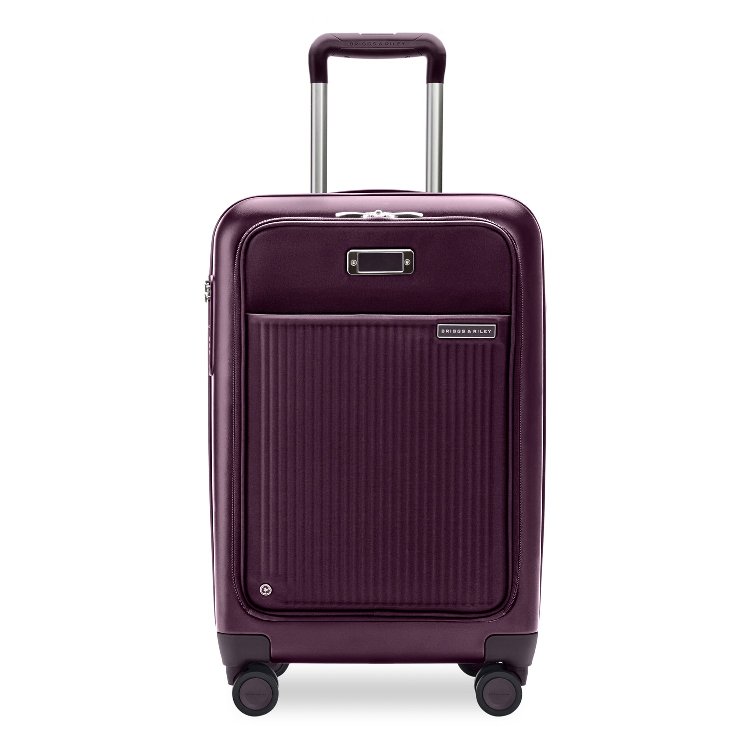 Sympatico Essential Front Pocket Carry-On Expandable Spinner Suitcase #colour_plum