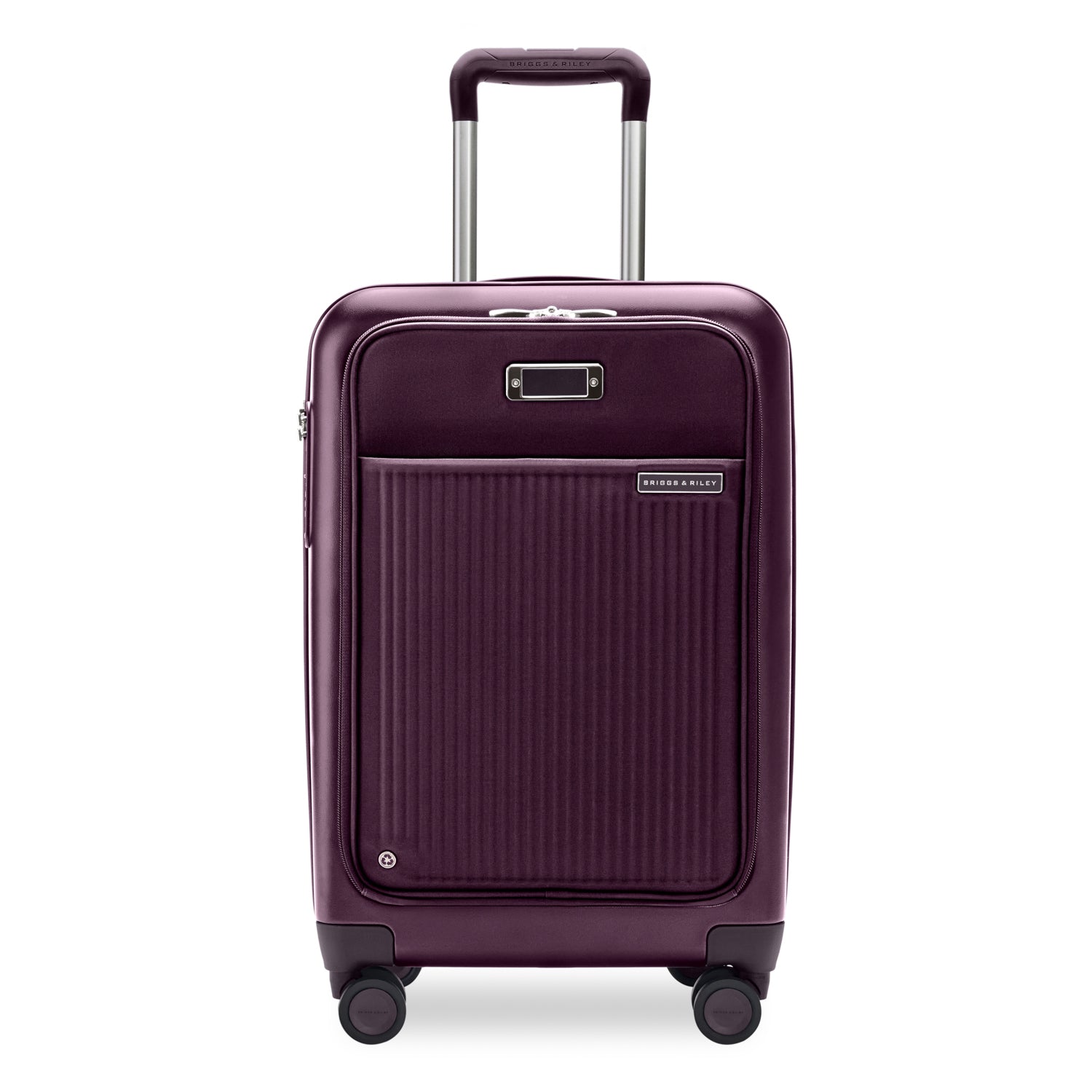 Sympatico Essential Front Pocket Carry-On Expandable Spinner Suitcase #colour_plum