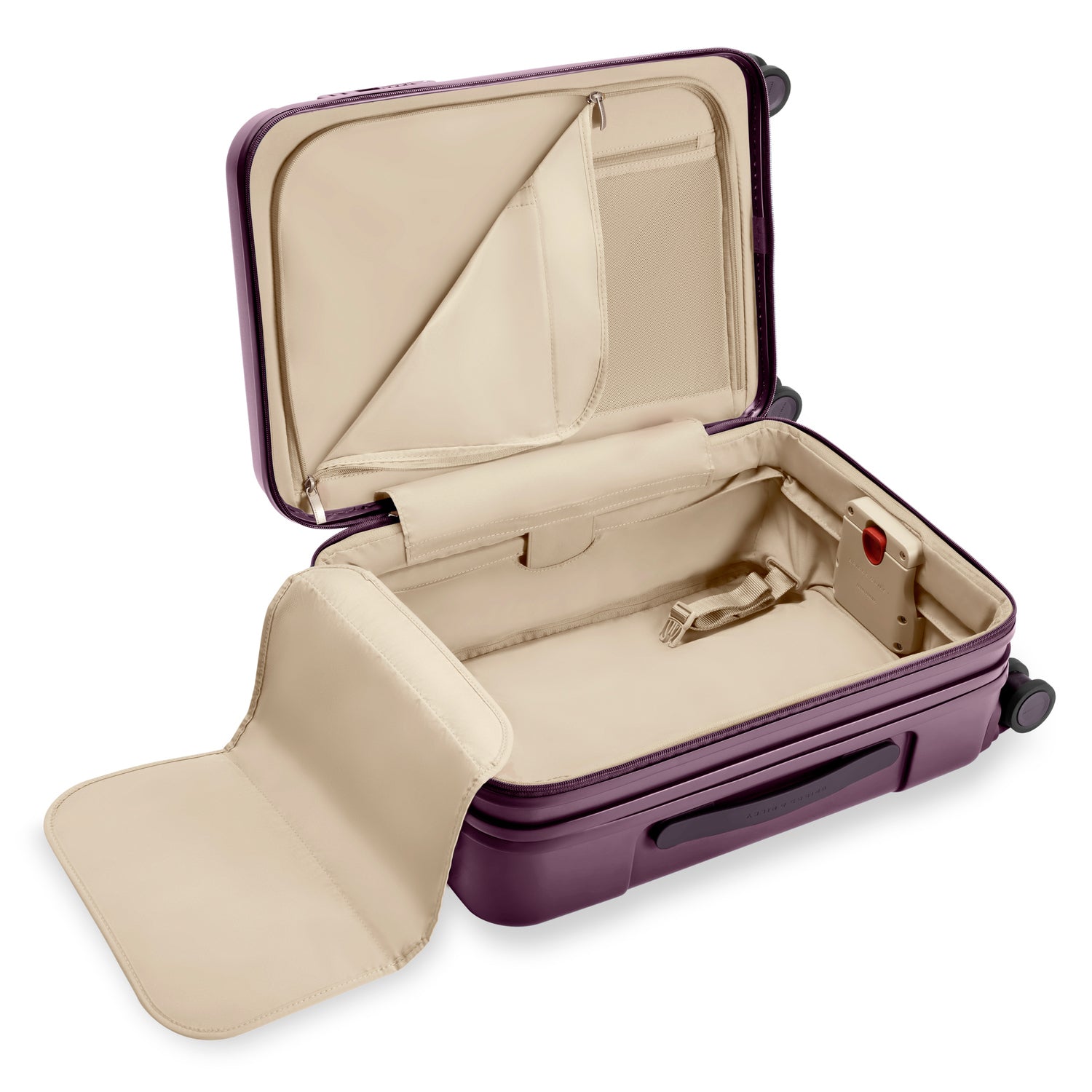 Sympatico Essential Front Pocket Carry-On Expandable Spinner Suitcase #colour_plum