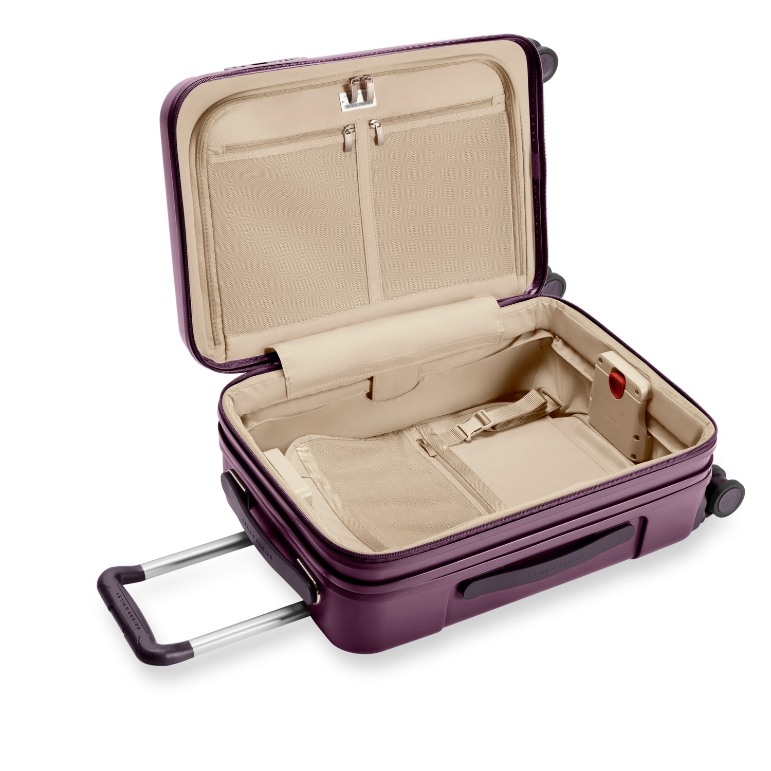 Sympatico Essential Front Pocket Carry-On Expandable Spinner Suitcase #colour_plum