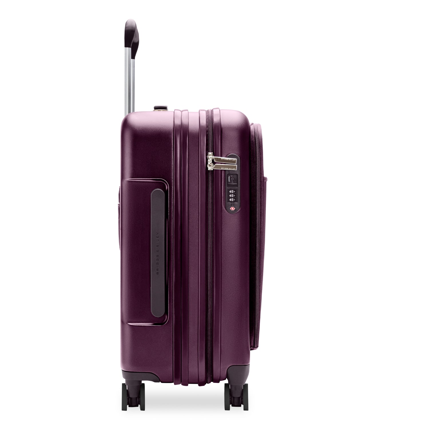 Sympatico Essential Front Pocket Carry-On Expandable Spinner Suitcase #colour_plum