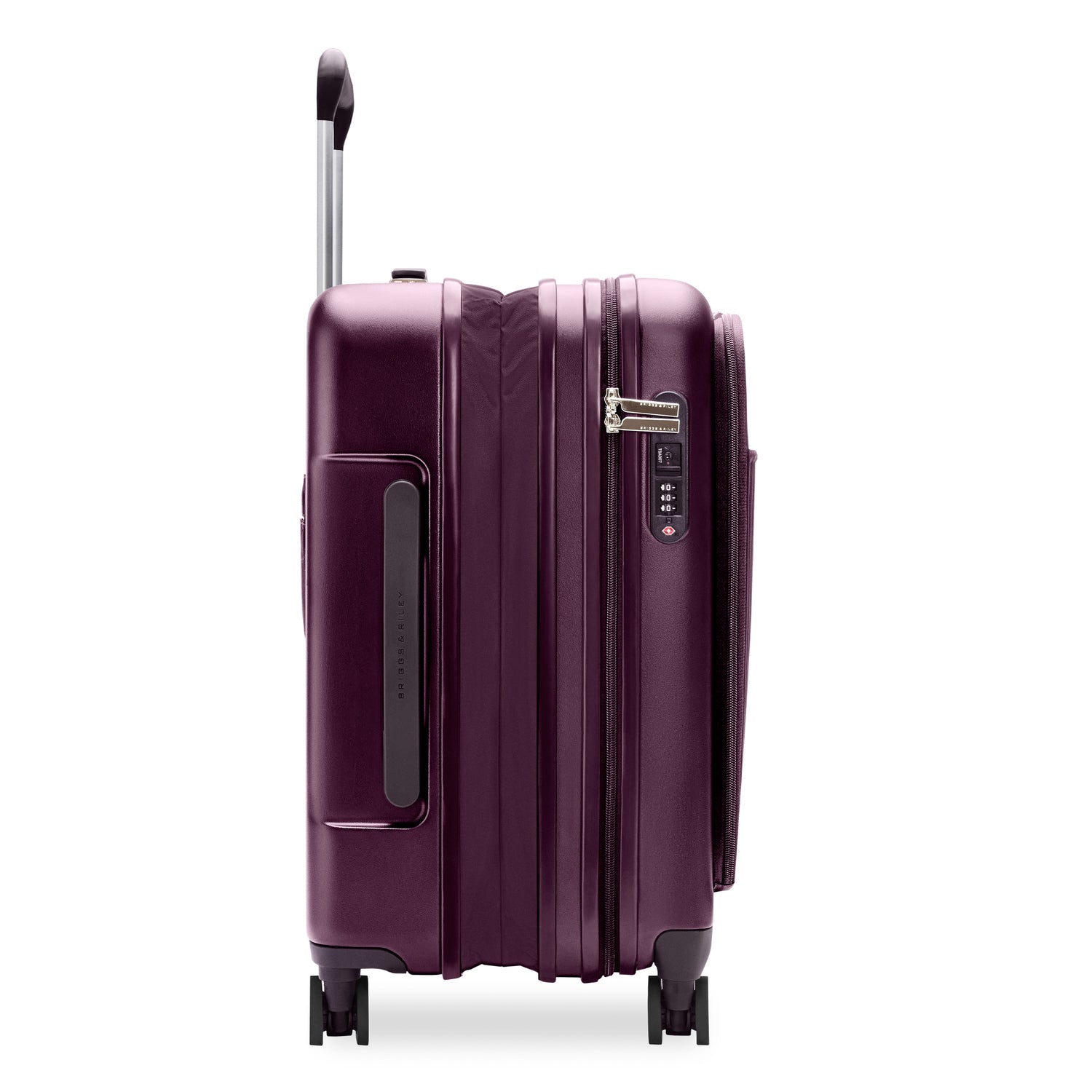 Sympatico Essential Front Pocket Carry-On Expandable Spinner Suitcase #colour_plum