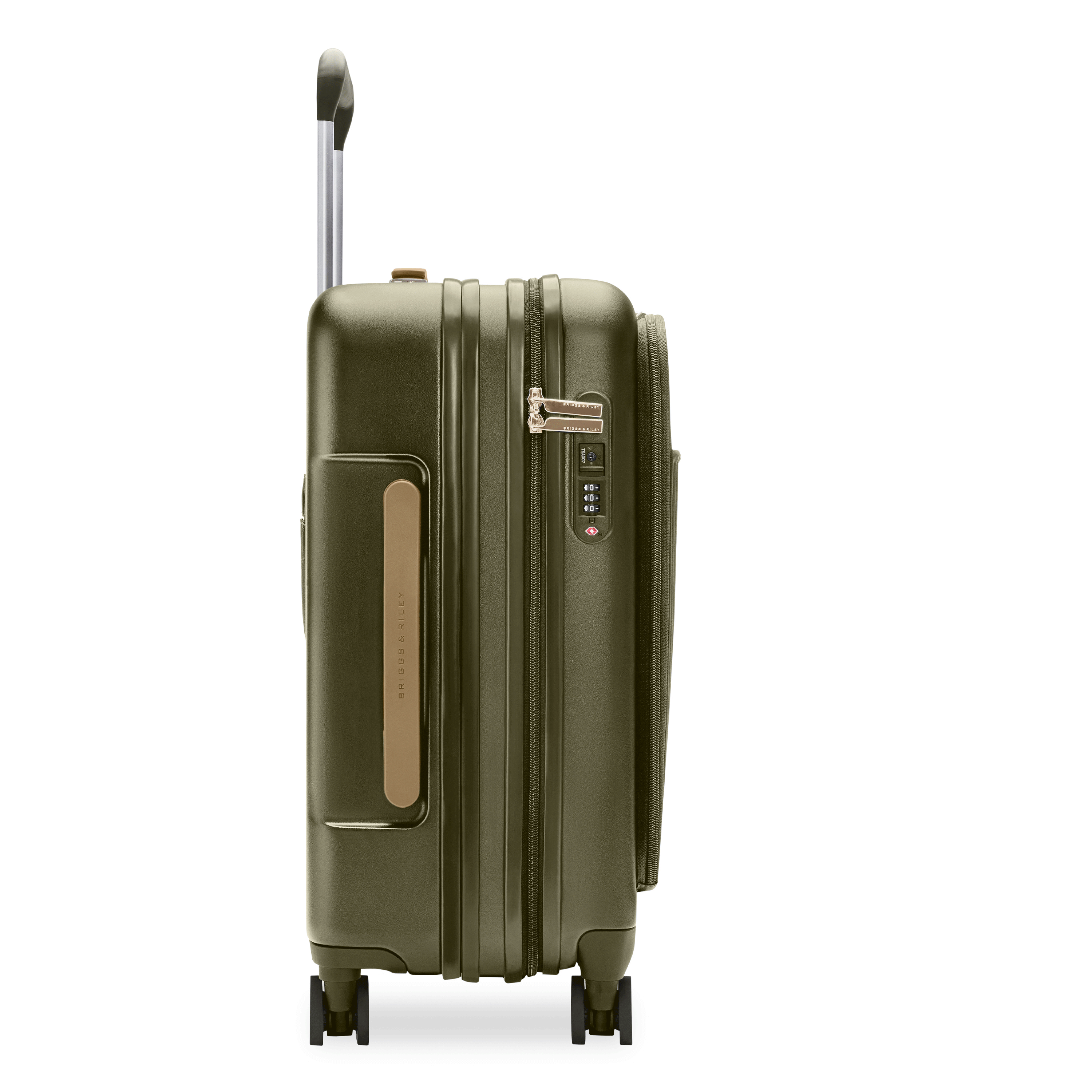 Sympatico Essential Front Pocket Carry-On Expandable Spinner Suitcase #colour_olive