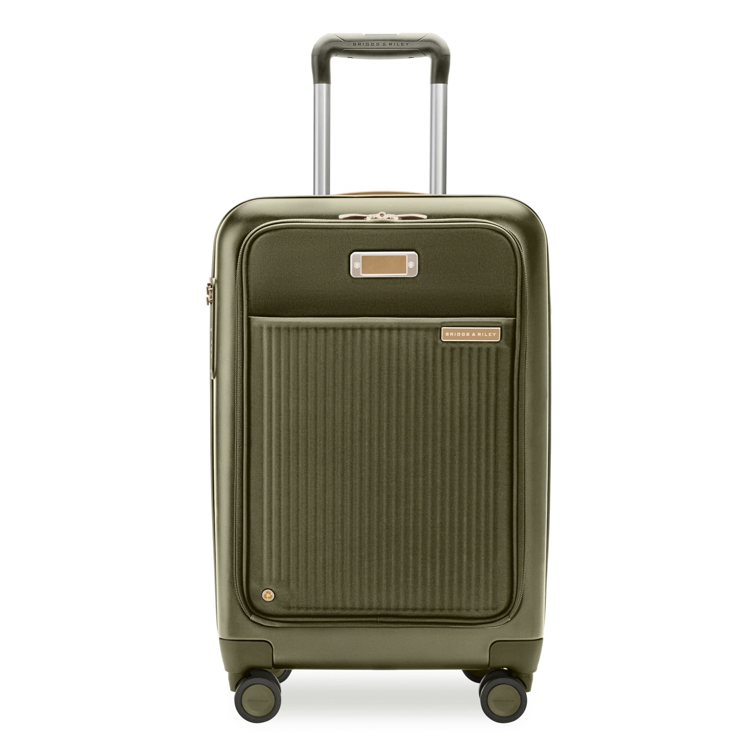 Sympatico Essential Front Pocket Carry-On Expandable Spinner Suitcase #colour_olive