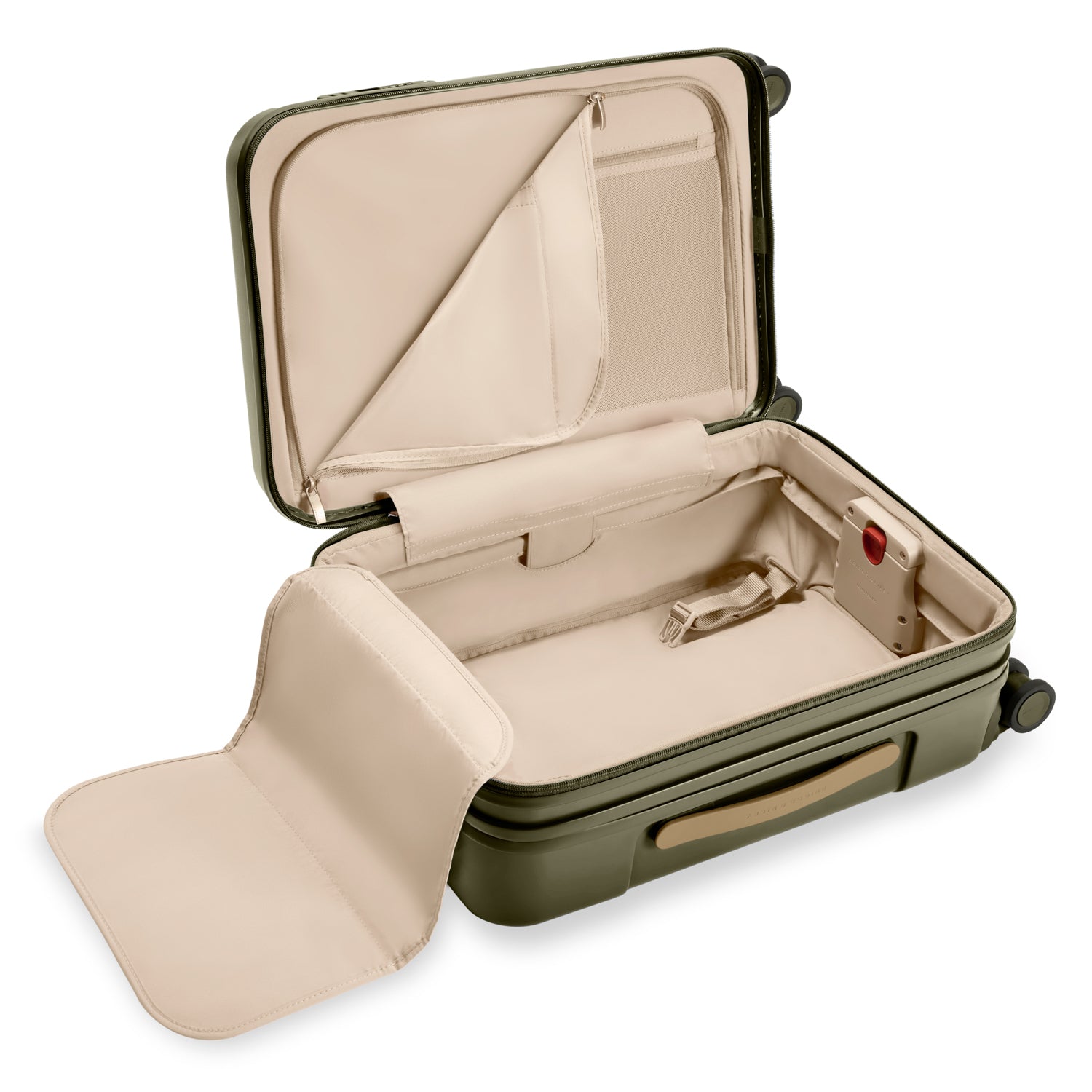 Sympatico Essential Front Pocket Carry-On Expandable Spinner Suitcase #colour_olive