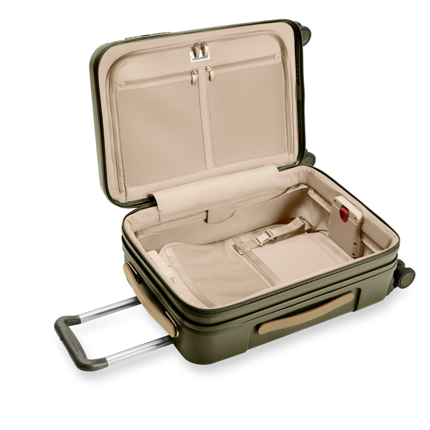 Sympatico Essential Front Pocket Carry-On Expandable Spinner Suitcase #colour_olive