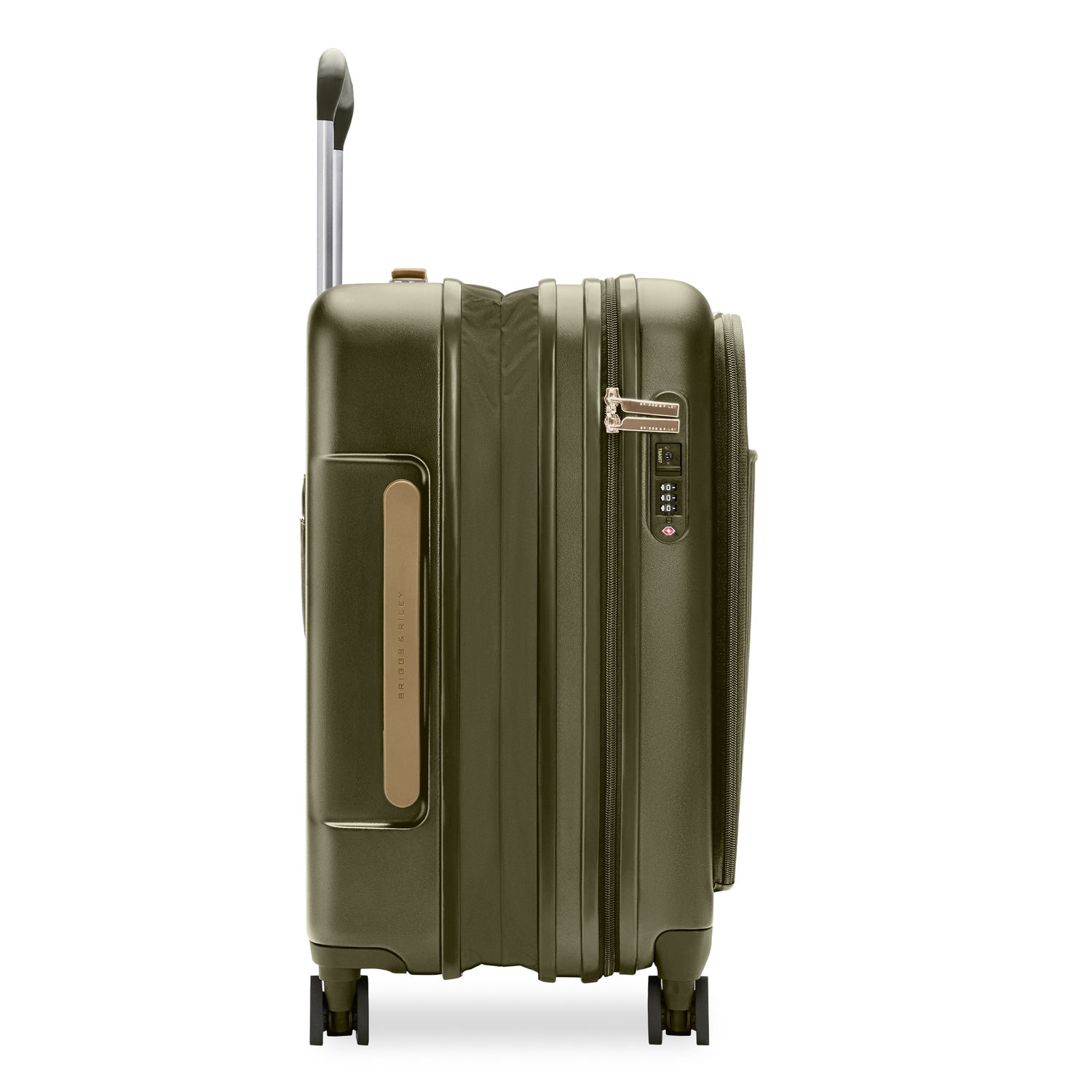 Sympatico Essential Front Pocket Carry-On Expandable Spinner Suitcase #colour_olive