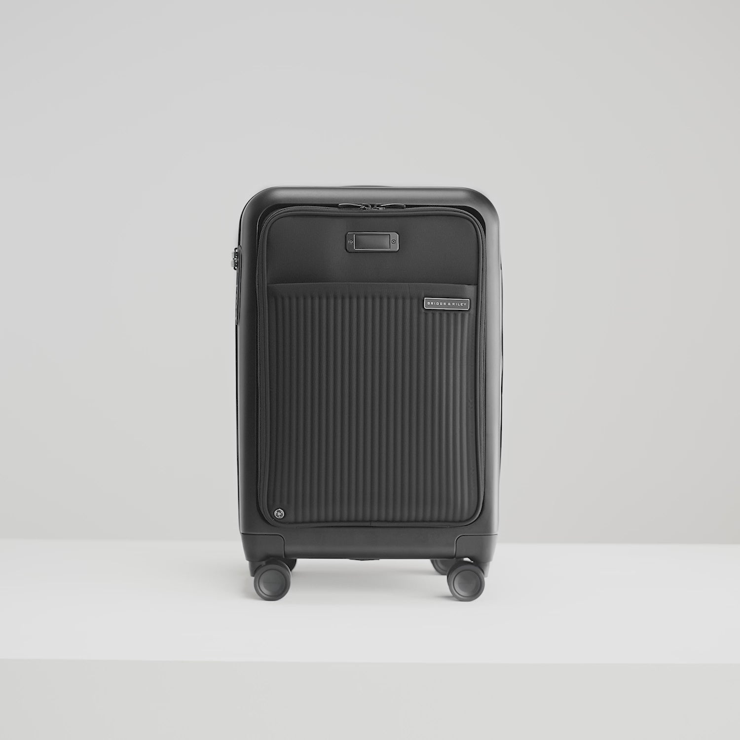 Sympatico Essential Front Pocket Carry-On Expandable Spinner Suitcase #colour_black